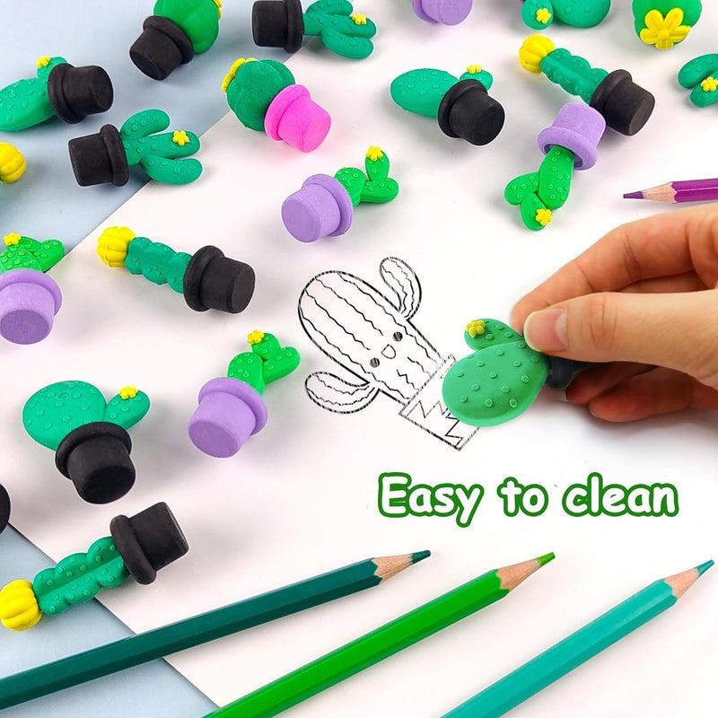 Satomoto 30 pcs Plant Erasers for Kids Classroom Prizes，Puzzle Eraser 3D Take Apart Cactus Pencil Erasers for Kids Classroom Prizes, Class Treasure Box,Game Rewards,Party Favors - Image 3